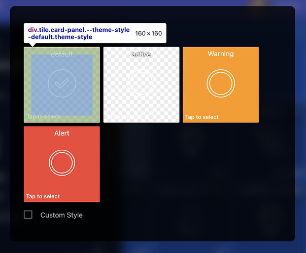 Tile Style Preview within Selections List